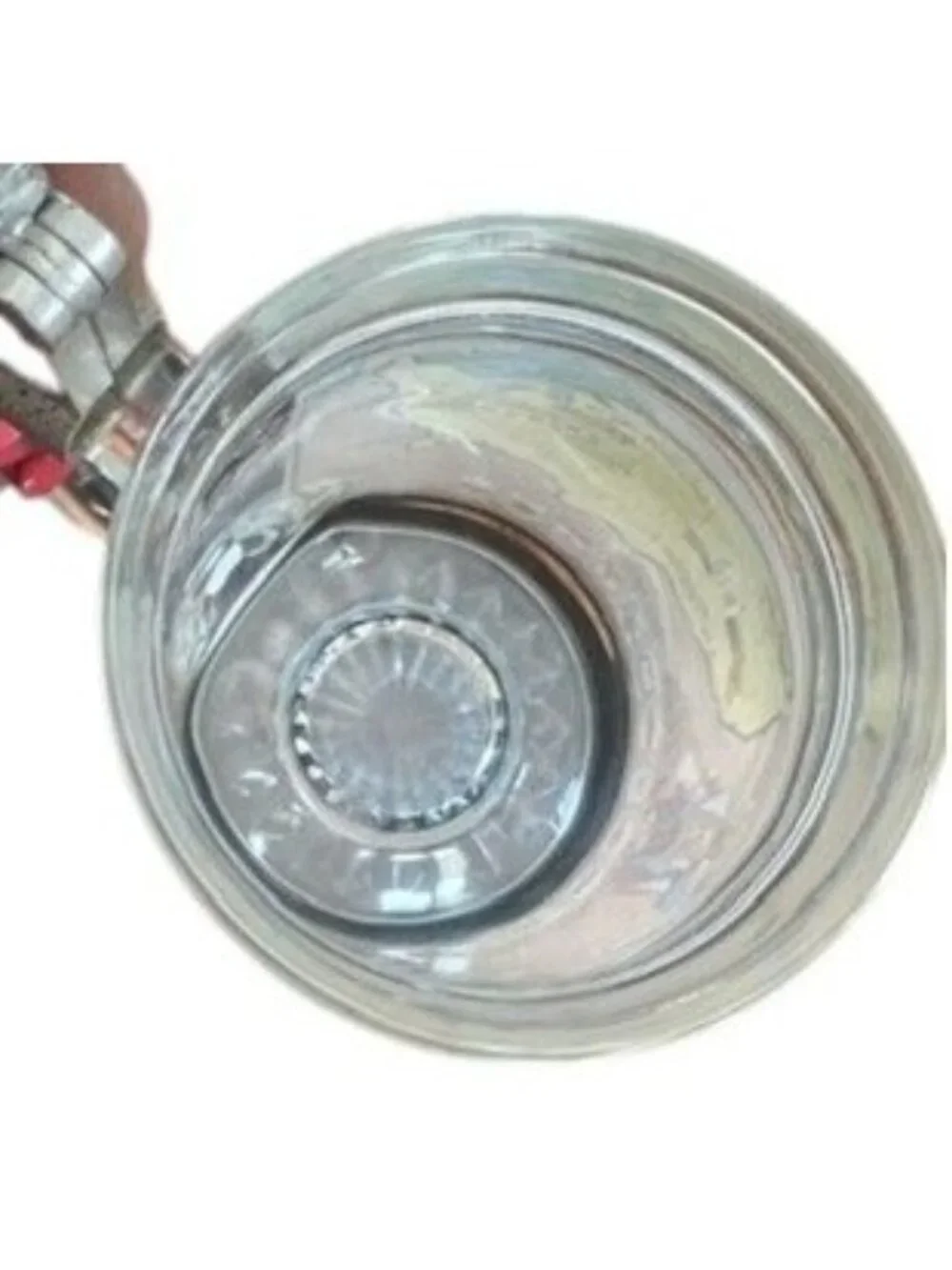 Vintage G. Heilman Brewing Company beer stein, clear glass body, metal lid